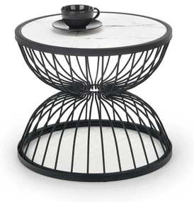 Masă de cafea Keila (marmură albă + negru). 1039415