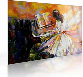 Tablou pe sticlă - Femeia cântând la pian (70x50 cm)