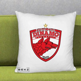 Perna Personalizata FC Dinamo Bucuresti 1948 Fotbal, 40x40 cm, Alb Pufos, Husa Detasabila, Perna Inclusa, BEKZ®