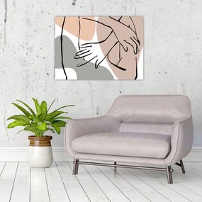 Tablou pe sticlă - Femeie corp linie de artă N⁰2 (70x50 cm)