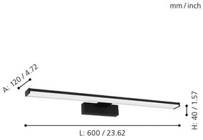 Aplică LED pentru oglindă de baie Eglo 780431 BETETA 11W/230V 60 cm IP44 negru