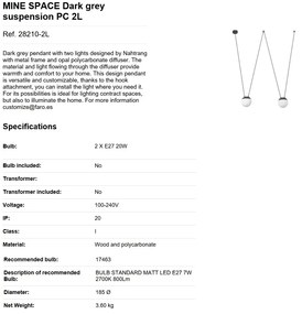Lustra / Pendul MINE SPACE Dark grey suspension PC 2L