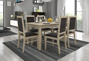 Set de masa extensibila si 6 scaune tapitate, RODOS 25, ADRK Furniture (Culoare: Craft Gold)