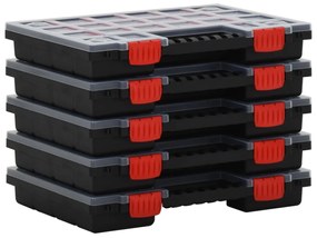 Cutii de organizare, 5 buc., 34,5x25x5 cm, polipropilena 5, 15 separatoare, 1