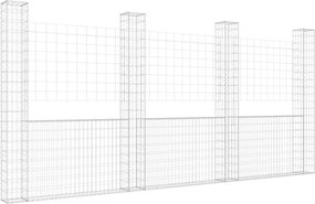 vidaXL Coș gabion în formă de U cu 4 stâlpi, 380x20x200 cm, fier