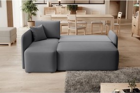 Colțar taupe extensibil/cu spațiu de depozitare cu tapițerie din catifea (cu colț pe partea stângă/cu șezlong) Hadson – ELTAP