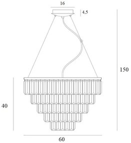 Lustră pe cablu MAXLIGHT P0424 MONACO 15xG9/40W/230V d. 60 cm auriu