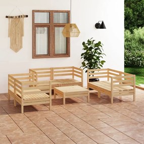 3082587 vidaXL Set mobilier de grădină, 7 piese, lemn masiv de pin