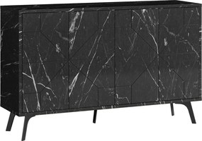 Comoda Dune, negru/negru cu efect de marmura, PAL melaminat, 123x35x77