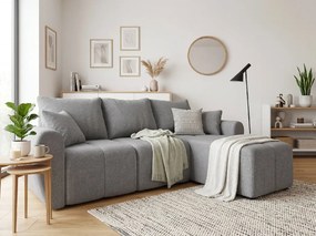 Coltar extensibil de colt SEVIO, gri, reversibil, 246x145 cm + 2 perne GRATUIT
