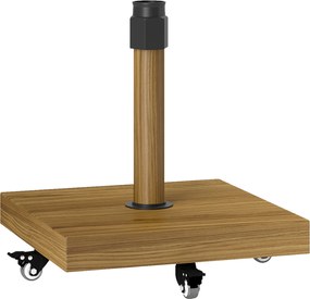 Outsunny Bază pentru umbrelă cu roți și frâne, suport pentru umbrelă din metal cu ciment, pentru stâlpi Ø36/38/48 mm, aspect lemn natural | Aosom Romania
