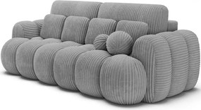 Canapea gri extensibilă cu tapițerie din catifea reiată 256 cm Cotonn – ELTAP