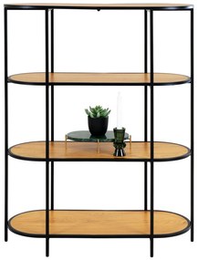 Vita Raft oval, 4 rafturi, efect stejar, cadru negru 85x36x111 cm