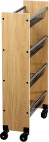 Raft bucatarie cu rotite Kesper 27843, 4 rafturi, 4 rotite mobile, MDF/metal, maro/negru