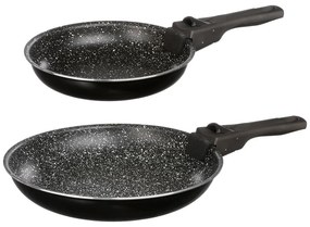 Tigaie cu strat de piatra si maner detasabil, Ø 20 si 26 cm, 2 bucati