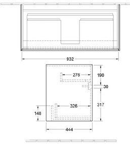 Set mobilier 95.4cm Villeroy&amp;Boch Collaro Nordic Oak, cu lavoar Subway 2.0 si oglinda 100cm, C011L0VJ+7175A101+A3101000