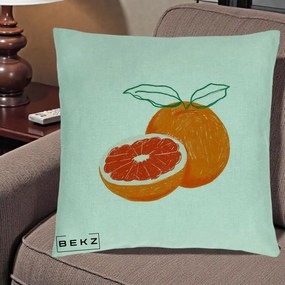 Perna Decorativa Grepfrut Citrus, 40x40 cm, Verde Menta, Husa Detasabila, Perna Inclusa, BEKZ®