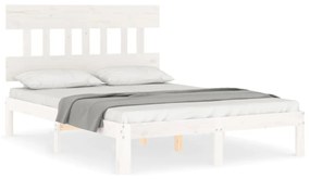 3193567 vidaXL Cadru de pat cu tăblie dublu mic, lemn masiv