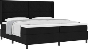 vidaXL Pat cu arcuri cu saltea Negru 200 x 200 cm țesătură