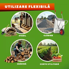 Roabă LARRY zincată, capacitate max. 80l/100kg, argintiu/negru Gardebruk