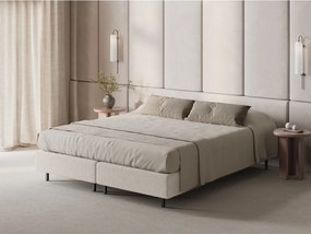 Pat matrimonial crem tapițat fără tăblie 200x200 cm Whale – Micadoni