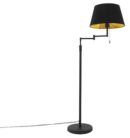 Lampă de podea neagră cu abajur negru și braț reglabil - Ladas Deluxe