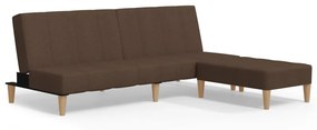 3081765 vidaXL Canapea extensibilă 2 locuri, cu taburet, maro, textil
