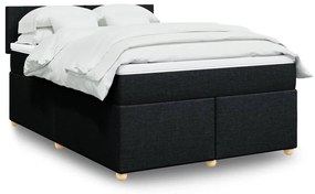 vidaXL Pat box spring cu saltea, negru, 140x190 cm, textil