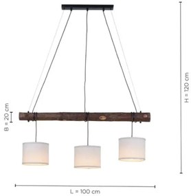Lustră pe cablu BARK 3xE27/40W/230V Leuchten Direkt 11238-79