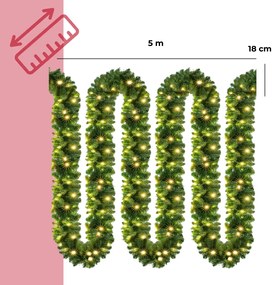 Jurhan Ghirlandă de Crăciun ANDREA cu iluminare, 5m, verde