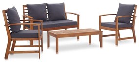 47284 vidaXL Set mobilier de grădină cu perne, 4 piese, lemn masiv de acacia