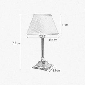 Veioza, Lampa de masa cu abajur elegant Ivory Striped Small