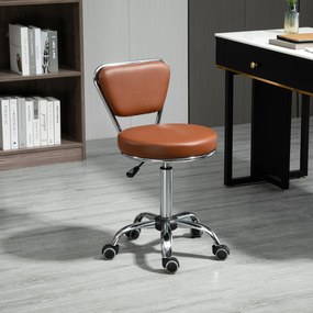 HOMCOM Scaun de masaj Vintage - scaun de lucru rotativ 360° - înălțime șezut reglabil 49-64 cm - acoperire sintetică maro metal cromat | Aosom Romania