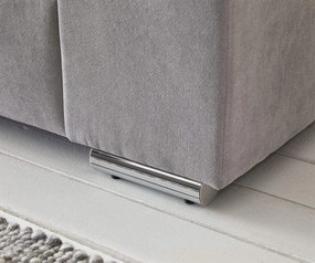 Canapea extensibilă dumonde cu ladă de depozitare si sezut confortabil din spuma high-density, Marbela Enjoy Silver XXL 295x100 cm cu taburet inclus