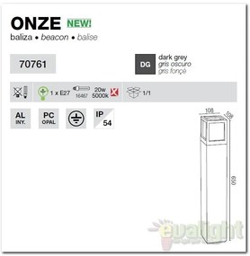 Stalp exterior IP54 H65cm Onze 70761