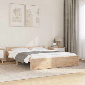 vidaXL Cadru de pat dublu, 135x190 cm, lemn masiv