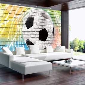 Fototapet - Graffiti - todbal pe perete din cărămidă (152,5x104 cm)