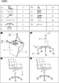 OFERTA Scaun de birou Q-022 din piele ecologica, roz, calitate II