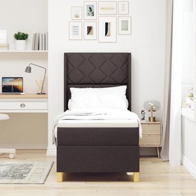 vidaXL Pat cu saltea cu arcuri Maro închis 80 x 200 cm țesătură