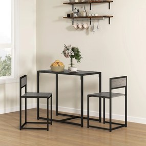 HOMCOM Set bar 3 piese, 2 scaune, 1 masă, 90 cm x 47 cm x 76 cm, Gri | Aosom Romania