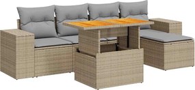 vidaXL Set canapele de grădină cu perne, 6 piese, bej, poliratan