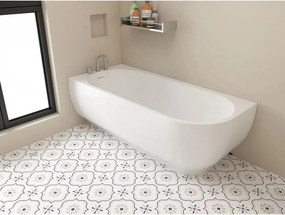 Cada freestanding Rune Birka Rund acril alb lucios 170x75 cm cu montare pe stanga lipitadeperete,BTW