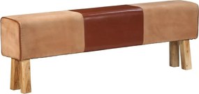 vidaXL Bancă Bok gimnastică maro 160 cm piele naturală/lemn acacia