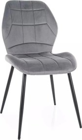 Scaun tapitat clasic JAKE, gri - Bluvel 14/negru, stofa catifelata/met
