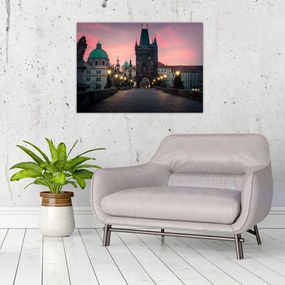 Tablou pe sticlă - Pe podul lui Carol,Praga (70x50 cm)