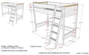 Pat supraetajat pentru copii Vipack London, 90 x 200 cm, gri închis