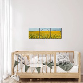 Tablou - câmp cu floarea soarelui (cu ceas) (90x30 cm)