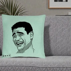 Perna Decorativa Yao Ming Meme, 40x40 cm, Verde Menta, Husa Detasabila, Perna Inclusa, BEKZ®