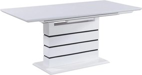 Masă extensibilă de bucătărie, alb strălucitor HG, 140-180x90 cm, MEDAN