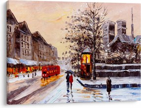 Tablou - Pictură oraș iarna (70x50 cm)